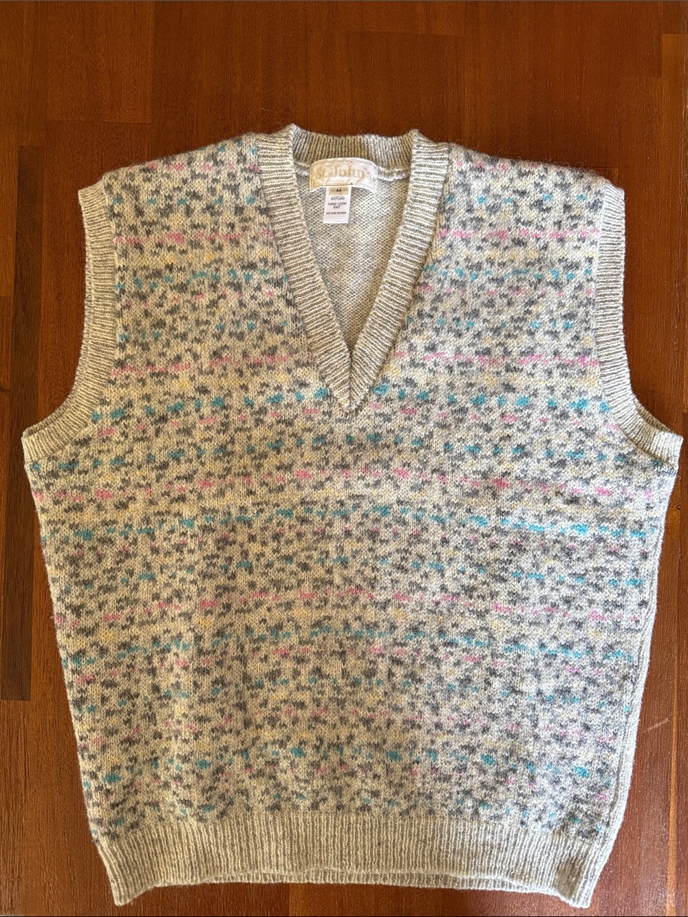 Vintage St John’s Scottish Wool Fair Isle Sweater Vest Medium Hand Loom Knit